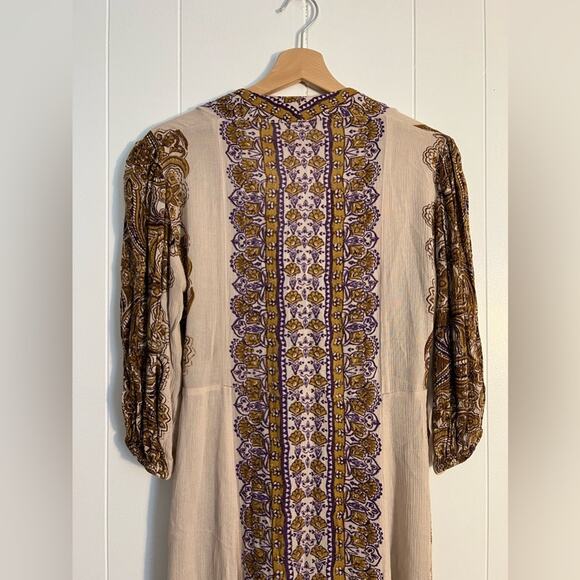 Free people Azalea dress midi paisley pattern neutral boho cream - Picture 7 of 8